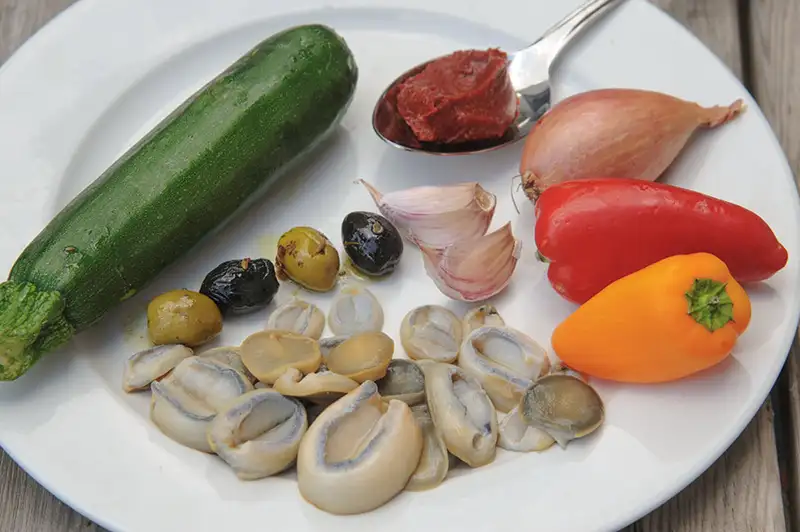 Les ingrédients des tapas de patelles