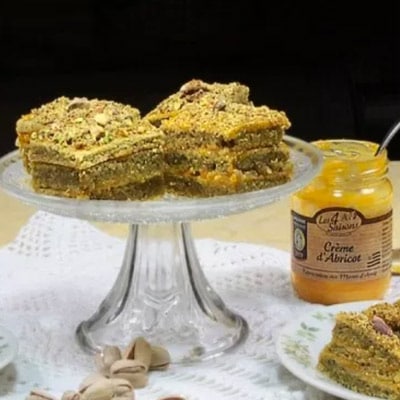 Cake pistache et crème d'abricot des Recettes de Joséphine