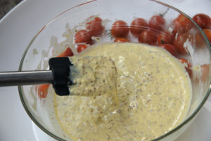 La pâte pour les bouchées de tomates cerises