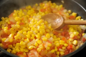 Pré-cuisson du graint de maïs à la tomate