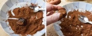 Finition des truffes au chocolat