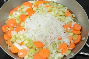 Des poireaux, des carottes, du riz