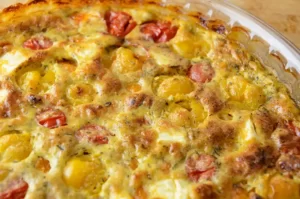 La cuisson de la quiche aux tomates cerises