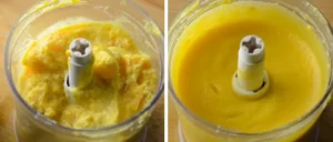 Mixer la préparation de butternut au curcuma et crème de coco