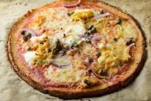 La pizza de chou-fleur cuite