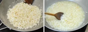 La deuxième phase de cuisson du risotto au céleri-rave