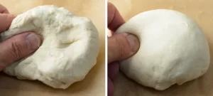 La pâte avant et après pétrissage